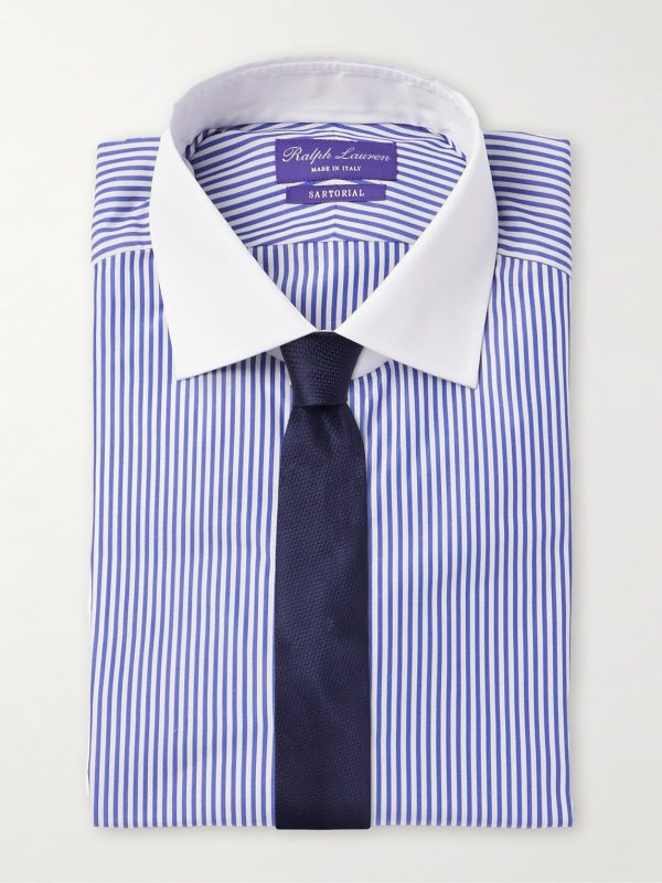Striped Cotton-Poplin Shirt - E1 Striped Cotton-Poplin Shirt - E1