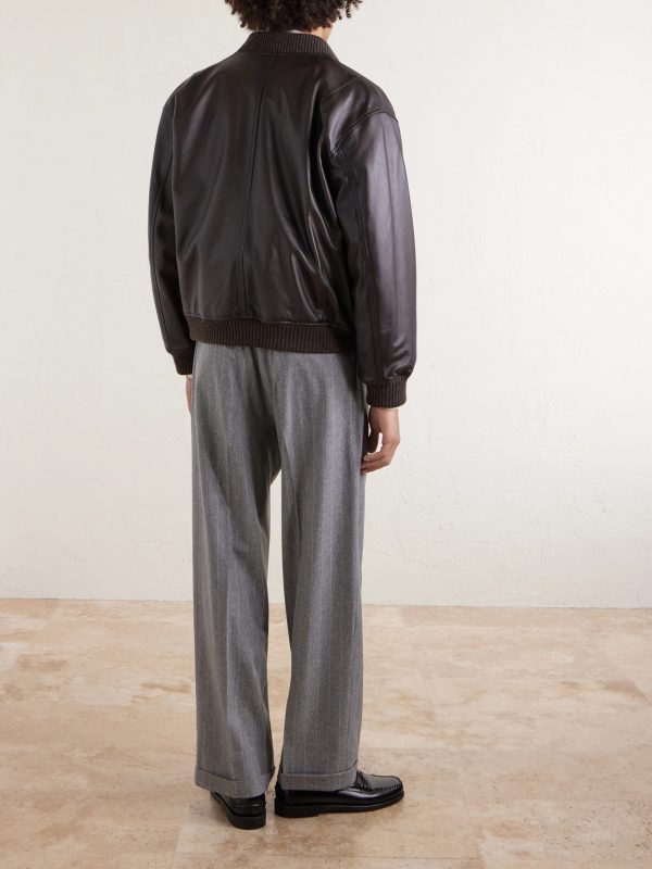 Tapered Pleated Striped Wool-Flannel Suit Trousers - BK