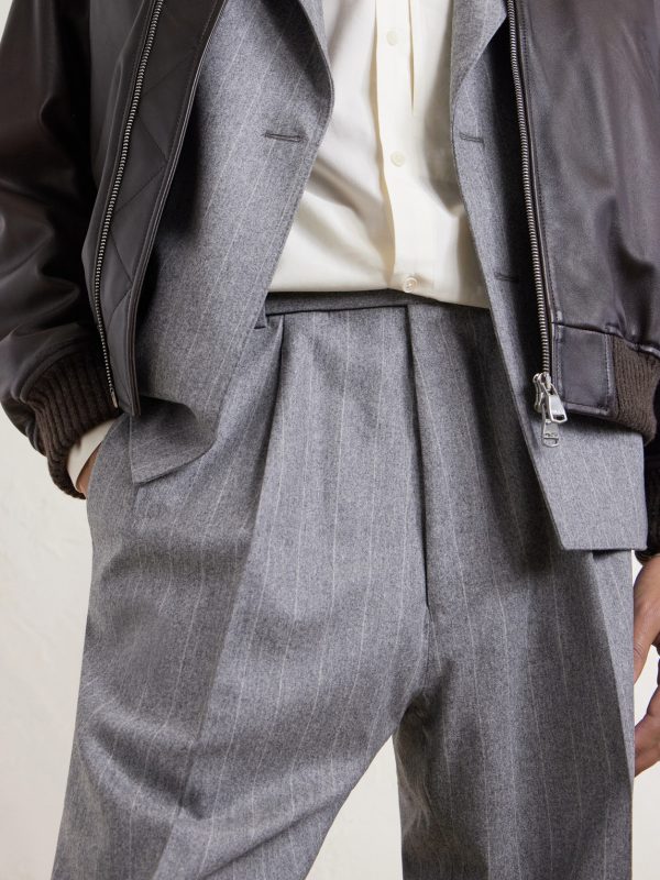 Tapered Pleated Striped Wool-Flannel Suit Trousers - CU