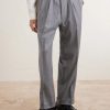 Tapered Pleated Striped Wool-Flannel Suit Trousers - FR