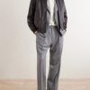 Tapered Pleated Striped Wool-Flannel Suit Trousers - OU