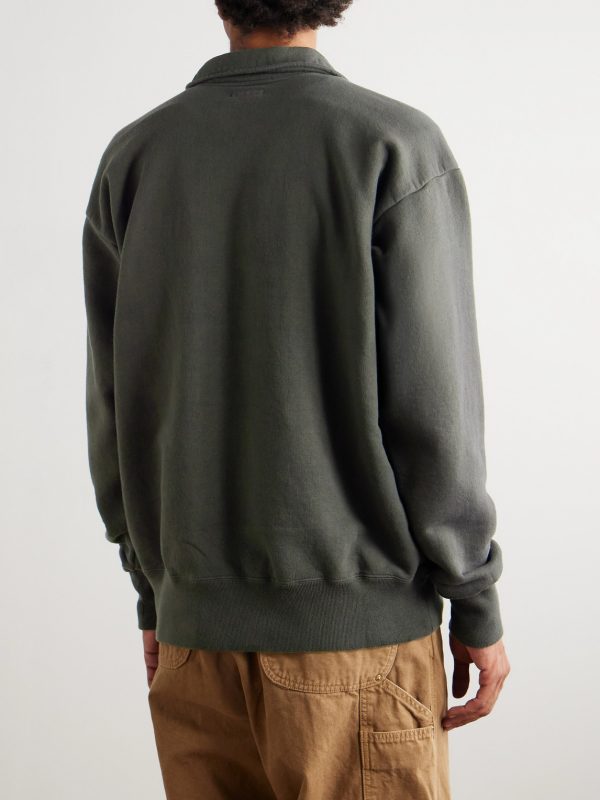 Garment-Dyed Cotton-Jersey Half-Zip Sweatshirt - BK Garment-Dyed Cotton-Jersey Half-Zip Sweatshirt - BK