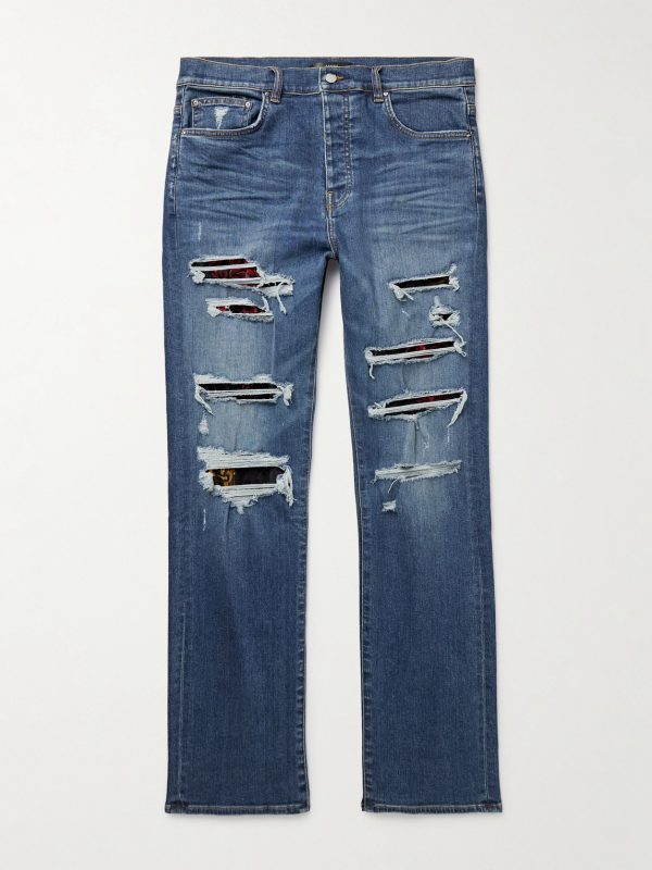 Thrasher Slim-Fit Distressed Panelled Jeans