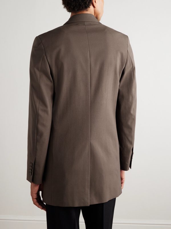 Double-Breasted Satin-Trimmed Twill Blazer - BK