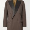 Double-Breasted Satin-Trimmed Twill Blazer