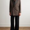 Double-Breasted Satin-Trimmed Twill Blazer - OU