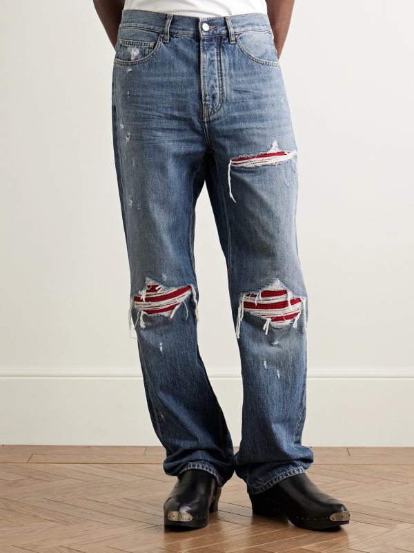 MX1 Straight-Leg Panelled Distressed Jeans - FR MX1 Straight-Leg Panelled Distressed Jeans - FR