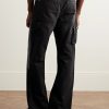 Carpenter Straight-Leg Croc-Effect Leather-Trimmed Jeans - BK Carpenter Straight-Leg Croc-Effect Leather-Trimmed Jeans - BK
