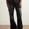 Carpenter Straight-Leg Croc-Effect Leather-Trimmed Jeans - FR Carpenter Straight-Leg Croc-Effect Leather-Trimmed Jeans - FR