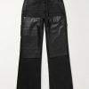 Carpenter Straight-Leg Croc-Effect Leather-Trimmed Jeans Carpenter Straight-Leg Croc-Effect Leather-Trimmed Jeans