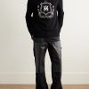 Carpenter Straight-Leg Croc-Effect Leather-Trimmed Jeans - OU Carpenter Straight-Leg Croc-Effect Leather-Trimmed Jeans - OU