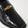 Logo-Embellished Croc-Effect Leather Loafers - CU Logo-Embellished Croc-Effect Leather Loafers - CU