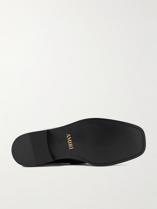 Logo-Embellished Croc-Effect Leather Loafers - E1 Logo-Embellished Croc-Effect Leather Loafers - E1