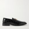 Logo-Embellished Croc-Effect Leather Loafers Logo-Embellished Croc-Effect Leather Loafers