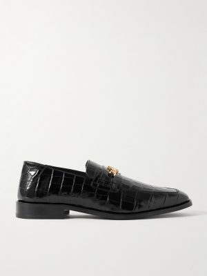 Logo-Embellished Croc-Effect Leather Loafers Logo-Embellished Croc-Effect Leather Loafers