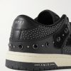 Skel-Top Embellished Appliquéd Leather and Suede Sneakers - CU