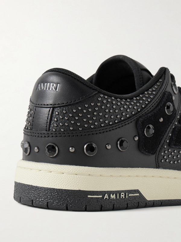 Skel-Top Embellished Appliquéd Leather and Suede Sneakers - CU