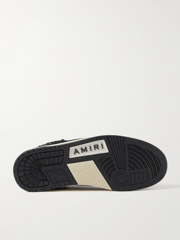 Skel-Top Embellished Appliquéd Leather and Suede Sneakers - E1