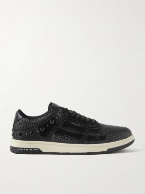 Skel-Top Embellished Appliquéd Leather and Suede Sneakers Skel-Top Embellished Appliquéd Leather and Suede Sneakers