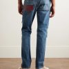 Thrasher Slim-Fit Distressed Croc-Effect Leather-Trimmed Panelled Jeans - BK Thrasher Slim-Fit Distressed Croc-Effect Leather-Trimmed Panelled Jeans - BK