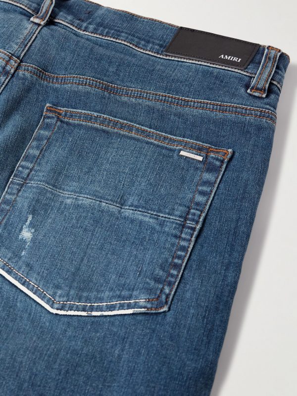 Thrasher Slim-Fit Distressed Croc-Effect Leather-Trimmed Panelled Jeans - CU Thrasher Slim-Fit Distressed Croc-Effect Leather-Trimmed Panelled Jeans - CU