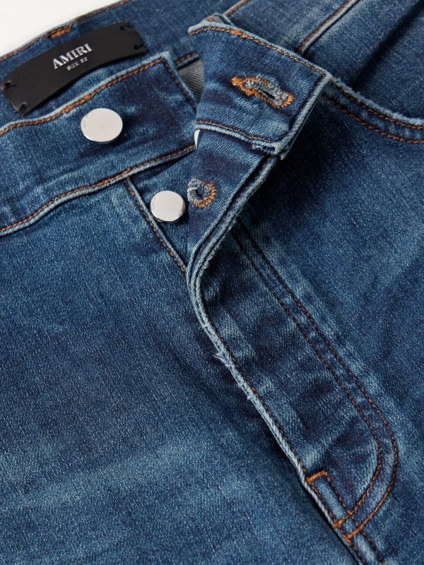 Thrasher Slim-Fit Distressed Croc-Effect Leather-Trimmed Panelled Jeans - E1 Thrasher Slim-Fit Distressed Croc-Effect Leather-Trimmed Panelled Jeans - E1