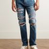 Thrasher Slim-Fit Distressed Croc-Effect Leather-Trimmed Panelled Jeans - FR Thrasher Slim-Fit Distressed Croc-Effect Leather-Trimmed Panelled Jeans - FR