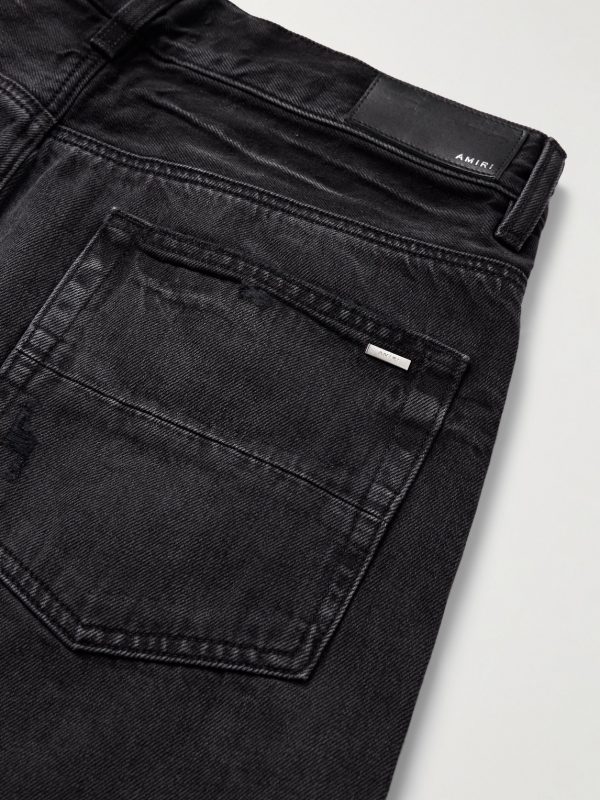 MX1 Straight-Leg Leather-Panelled Distressed Jeans - CU