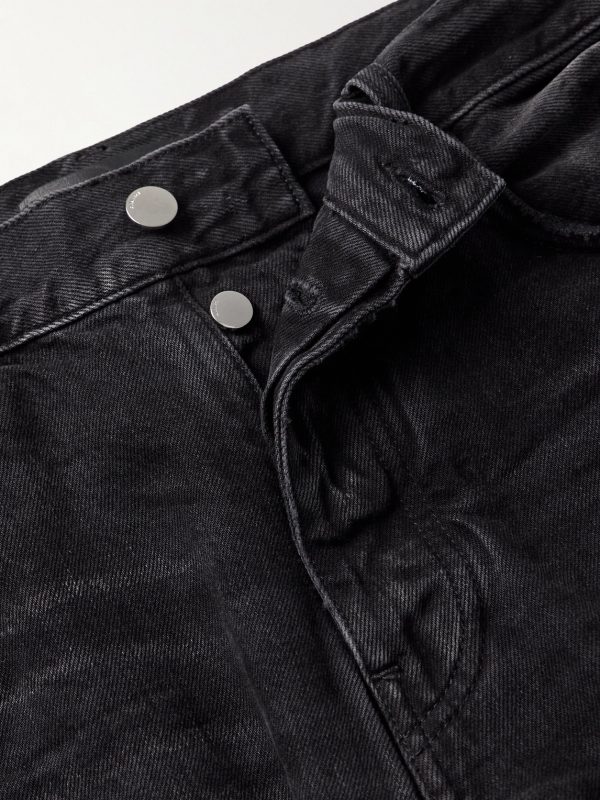 MX1 Straight-Leg Leather-Panelled Distressed Jeans - E1