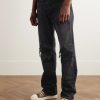 MX1 Straight-Leg Leather-Panelled Distressed Jeans - FR