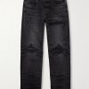 MX1 Straight-Leg Leather-Panelled Distressed Jeans