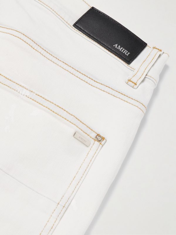 Slim-Fit Straight-Leg Logo-Print Paint-Splattered Jeans - CU Slim-Fit Straight-Leg Logo-Print Paint-Splattered Jeans - CU