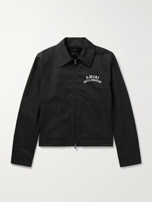 Logo-Flocked Cotton-Blend Blouson Jacket Logo-Flocked Cotton-Blend Blouson Jacket