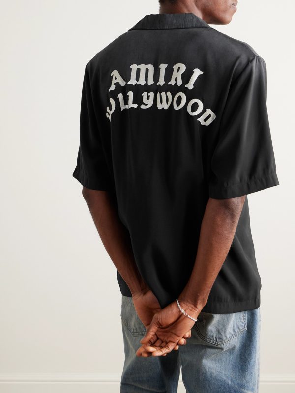 Convertible-Collar Logo-Flocked Modal-Blend Shirt - BK Convertible-Collar Logo-Flocked Modal-Blend Shirt - BK