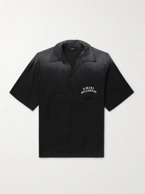 Convertible-Collar Logo-Flocked Modal-Blend Shirt