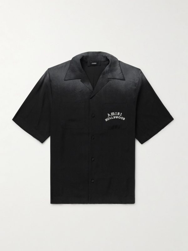 Convertible-Collar Logo-Flocked Modal-Blend Shirt Convertible-Collar Logo-Flocked Modal-Blend Shirt
