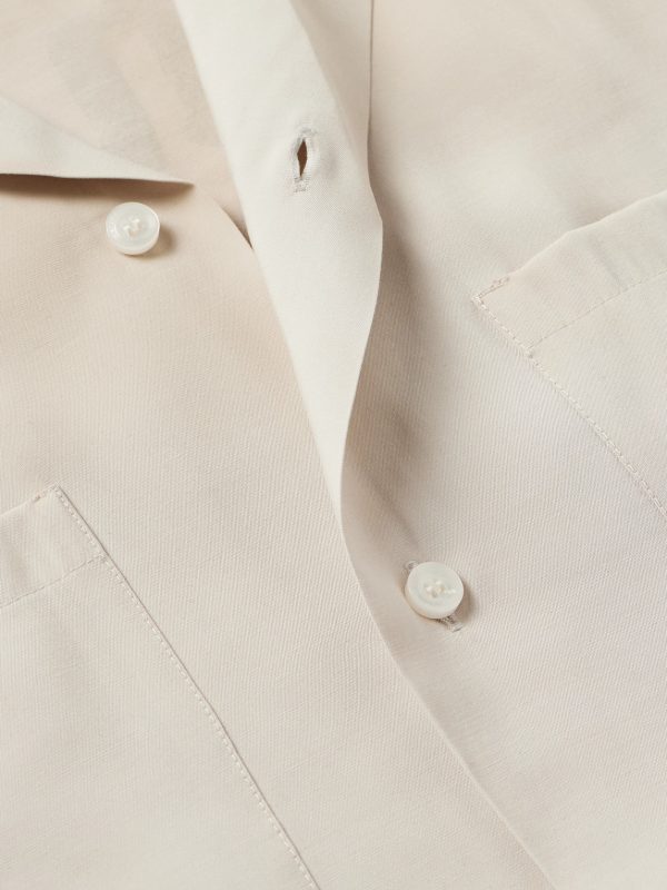Convertible-Collar Logo-Flocked Modal-Blend Shirt - CU Convertible-Collar Logo-Flocked Modal-Blend Shirt - CU