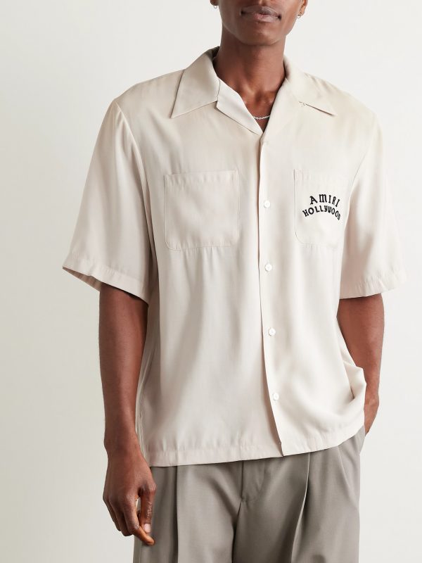 Convertible-Collar Logo-Flocked Modal-Blend Shirt - FR Convertible-Collar Logo-Flocked Modal-Blend Shirt - FR