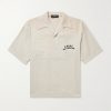 Convertible-Collar Logo-Flocked Modal-Blend Shirt Convertible-Collar Logo-Flocked Modal-Blend Shirt