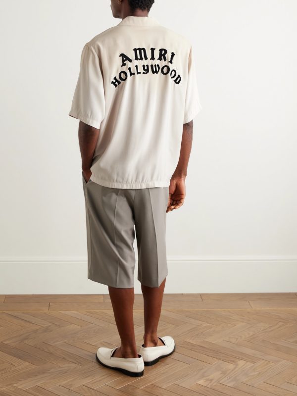 Convertible-Collar Logo-Flocked Modal-Blend Shirt - OU Convertible-Collar Logo-Flocked Modal-Blend Shirt - OU