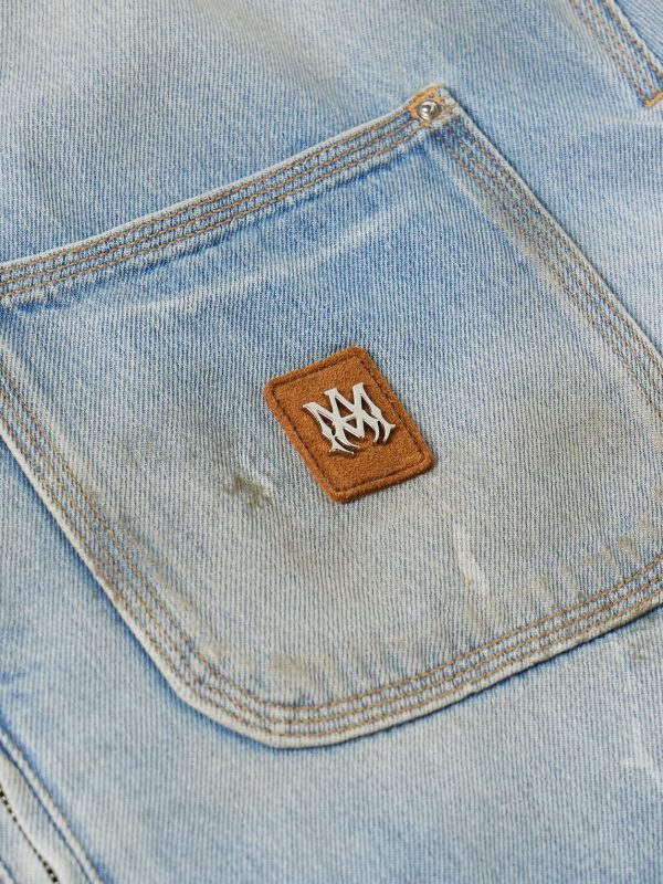 Logo-Appliquéd Distressed Denim Jacket - CU Logo-Appliquéd Distressed Denim Jacket - CU