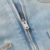 Logo-Appliquéd Distressed Denim Jacket - E1 Logo-Appliquéd Distressed Denim Jacket - E1