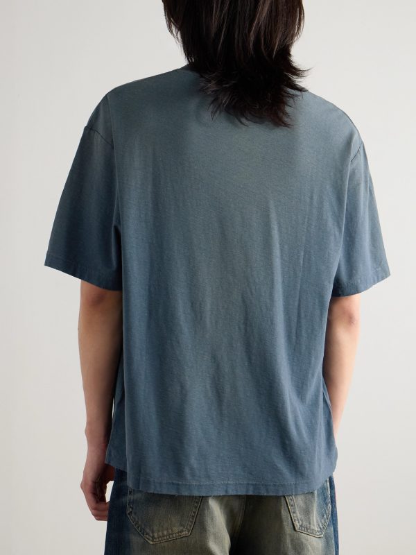 Exford Distressed Logo-Print Cotton and Hemp-Blend Jersey T-Shirt - BK Exford Distressed Logo-Print Cotton and Hemp-Blend Jersey T-Shirt - BK