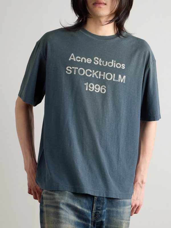 Exford Distressed Logo-Print Cotton and Hemp-Blend Jersey T-Shirt - FR Exford Distressed Logo-Print Cotton and Hemp-Blend Jersey T-Shirt - FR