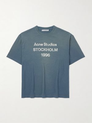 Exford Distressed Logo-Print Cotton and Hemp-Blend Jersey T-Shirt Exford Distressed Logo-Print Cotton and Hemp-Blend Jersey T-Shirt