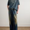 Exford Distressed Logo-Print Cotton and Hemp-Blend Jersey T-Shirt - OU Exford Distressed Logo-Print Cotton and Hemp-Blend Jersey T-Shirt - OU