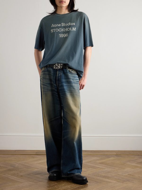 Exford Distressed Logo-Print Cotton and Hemp-Blend Jersey T-Shirt - OU Exford Distressed Logo-Print Cotton and Hemp-Blend Jersey T-Shirt - OU