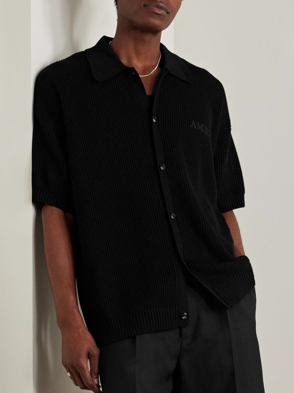 Logo-Embroidered Crocheted Cotton Shirt - FR Logo-Embroidered Crocheted Cotton Shirt - FR