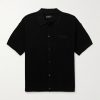Logo-Embroidered Crocheted Cotton Shirt Logo-Embroidered Crocheted Cotton Shirt