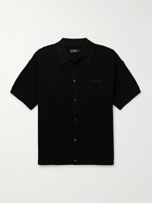 Logo-Embroidered Crocheted Cotton Shirt Logo-Embroidered Crocheted Cotton Shirt